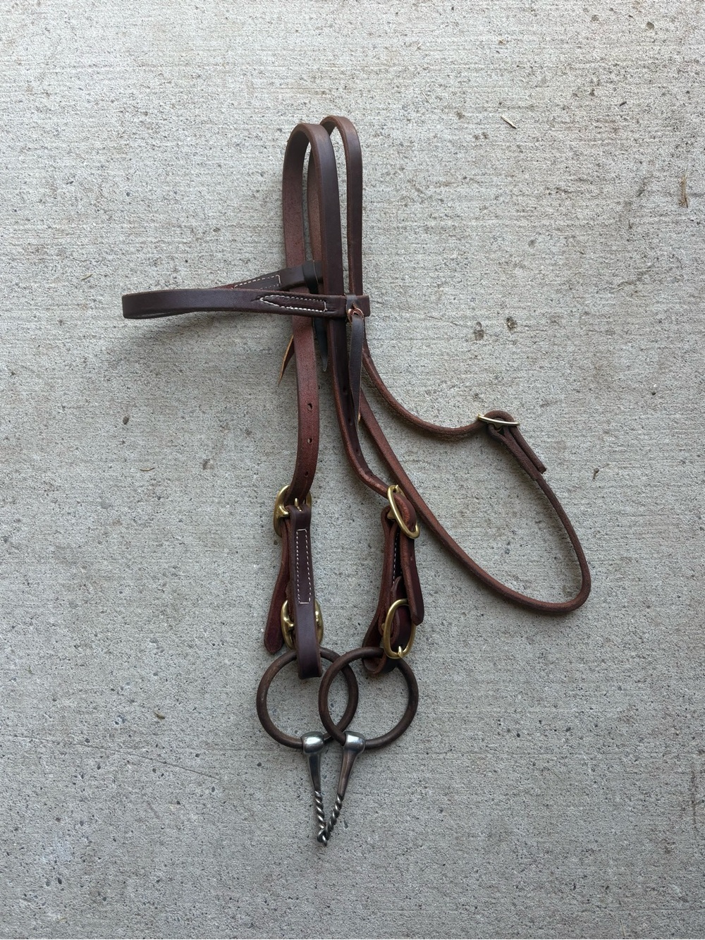 Brown Leather Horse Bridle with weighted snaffle PC